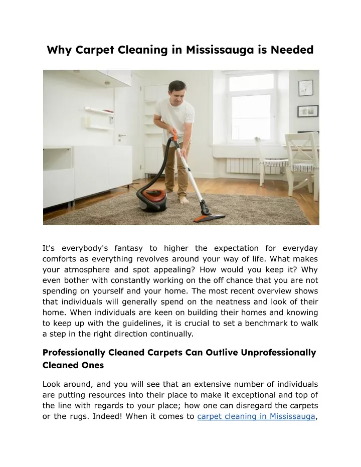 why carpet cleaning in mississauga is needed