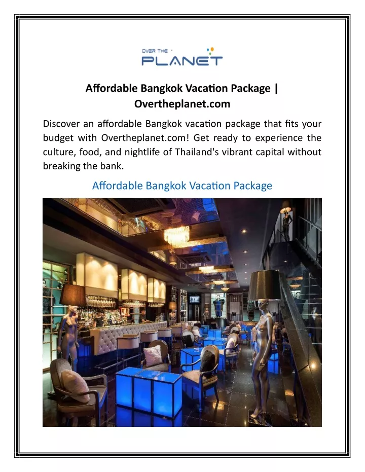 affordable bangkok vacation package overtheplanet