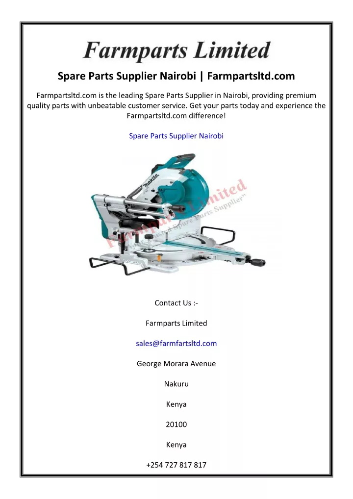 spare parts supplier nairobi farmpartsltd com