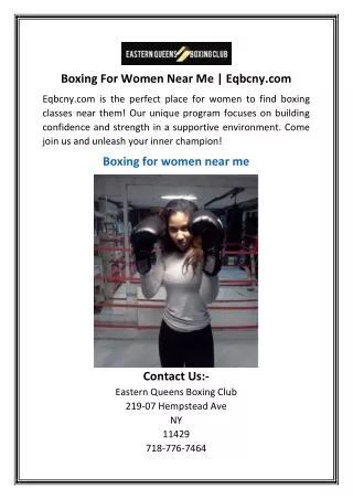 Boxing For Women Near Me  Eqbcny.com