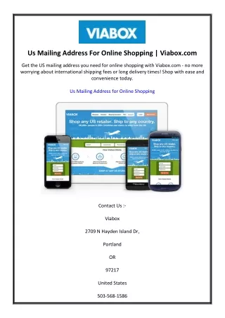Us Mailing Address For Online Shopping  Viabox.com
