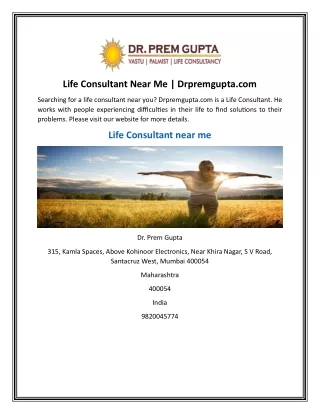 Life Consultant Near Me | Drpremgupta.com