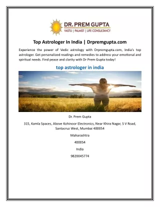 Top Astrologer In India | Drpremgupta.com