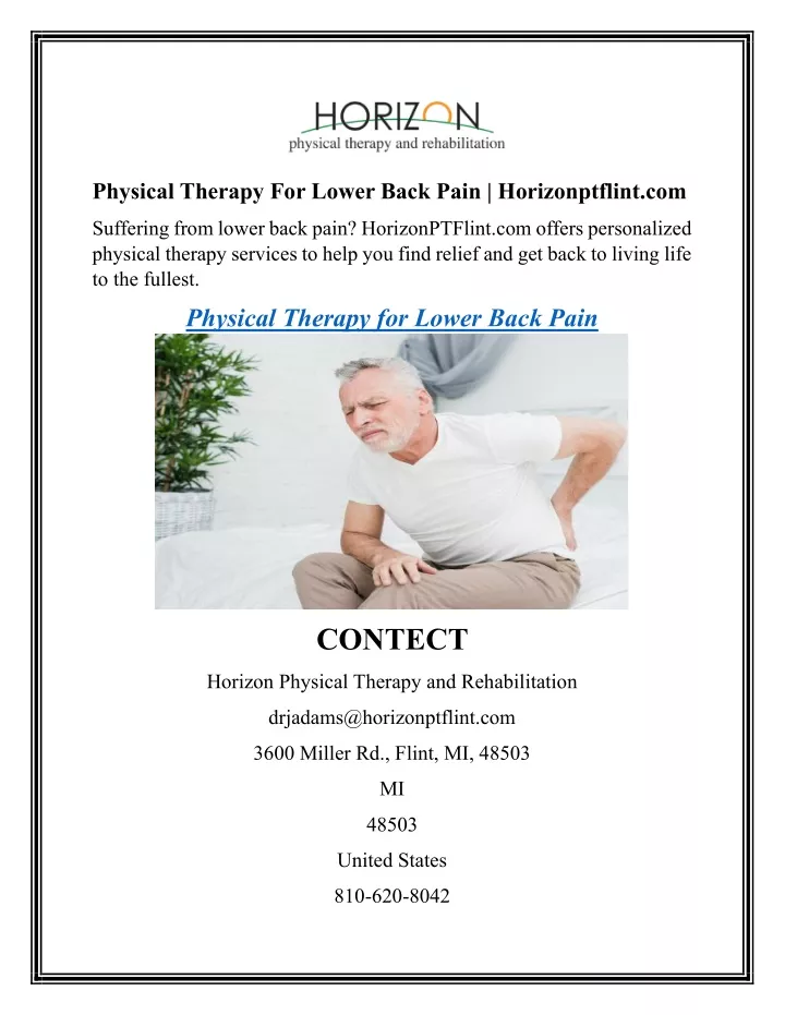 physical therapy for lower back pain