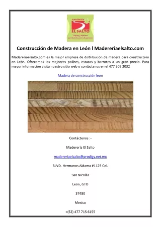 Construcción de Madera en León  Madereriaelsalto.com