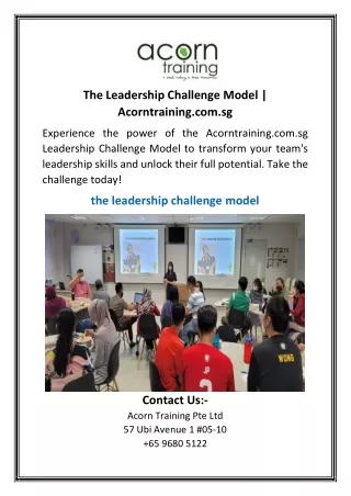 The Leadership Challenge Model  Acorntraining.com.sg