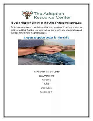 Is Open Adoption Better For The Child | Adoptionresource.org