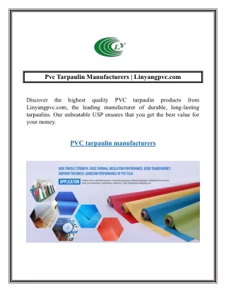 Pvc Tarpaulin Manufacturers  Linyangpvc.com