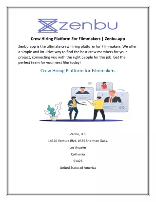 Crew Hiring Platform For Filmmakers | Zenbu.app