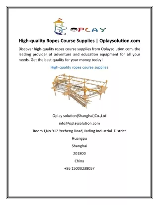 High-quality Ropes Course Supplies  Oplaysolution