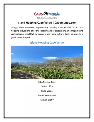 island hopping cape verde cabomundo com
