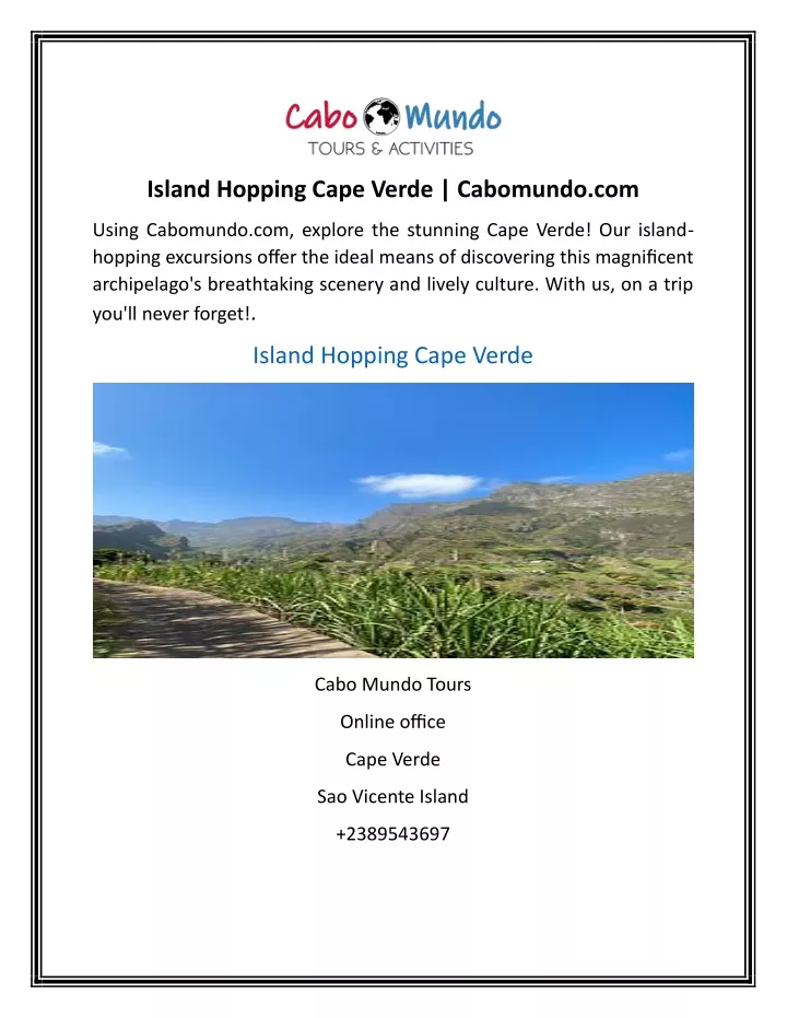 island hopping cape verde cabomundo com