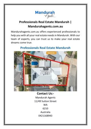 Professionals Real Estate Mandurah  Mandurahagents.com.au