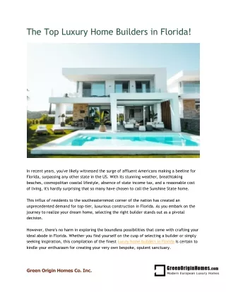 The Top Luxury Home Builders in Florida!