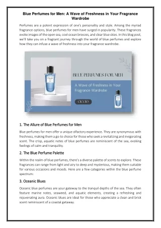 Blue Perfumes for Men A Wave of Freshness in Your Fragrance Wardrobe