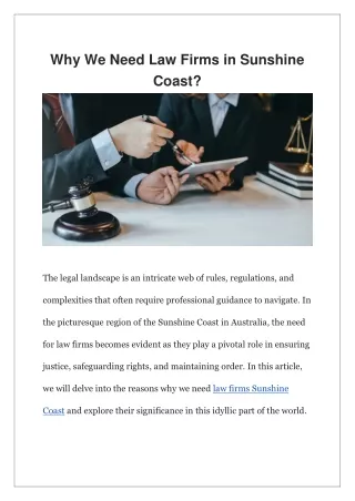 Why We Need Law Firms in Sunshine Coast?