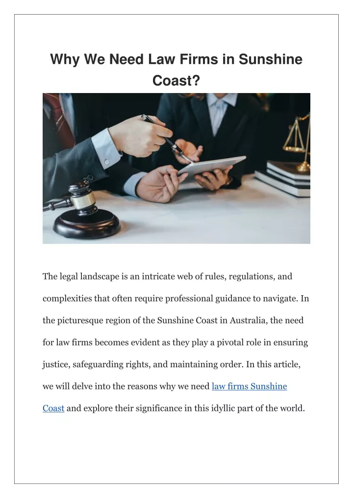 why we need law firms in sunshine coast