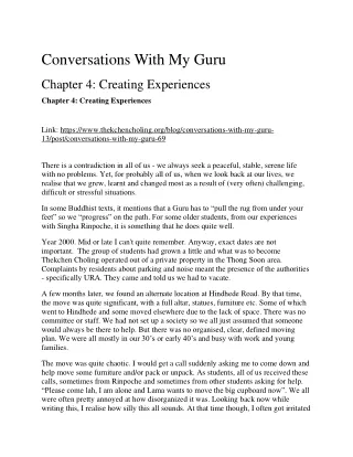 Conversation with Guru - Chapter 4 Creating Experiences