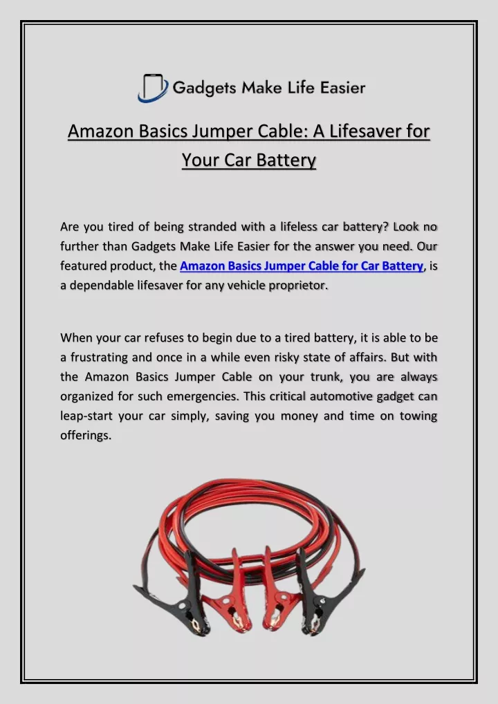 amazon basics jumper cable a lifesaver for your