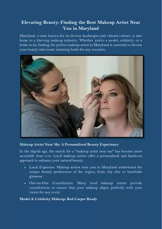 Elevating Beauty Finding the Best Makeup Artist Near You in Maryland