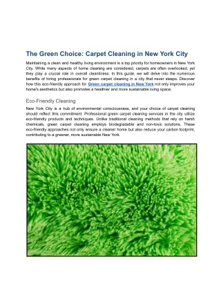 The Green Choice_ Carpet Cleaning in New York City