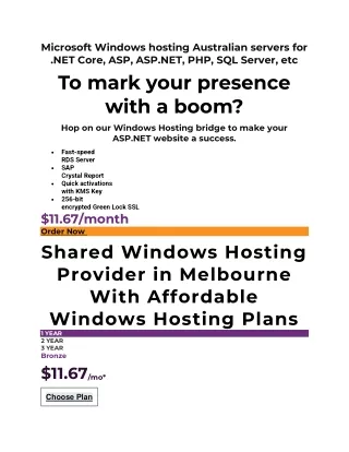 Microsoft Windows hosting Australian servers for