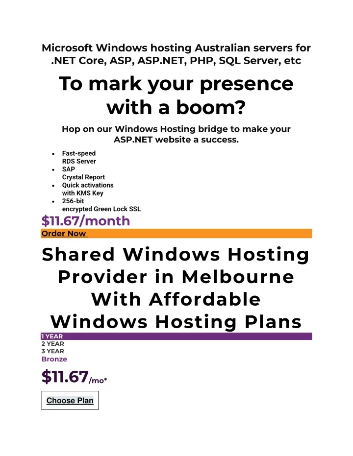 microsoft windows hosting australian servers