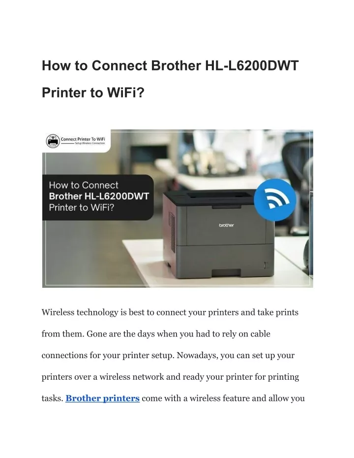 how to connect brother hl l6200dwt