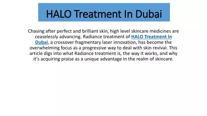halo treatment in dubai halo treatment in dubai