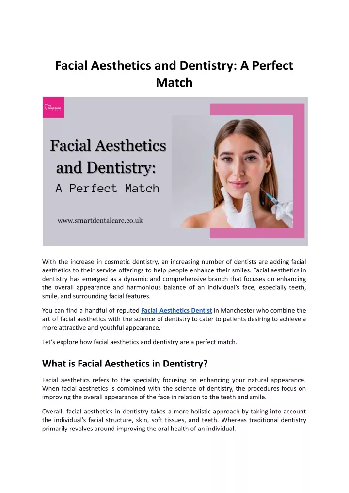 facial aesthetics and dentistry a perfect match