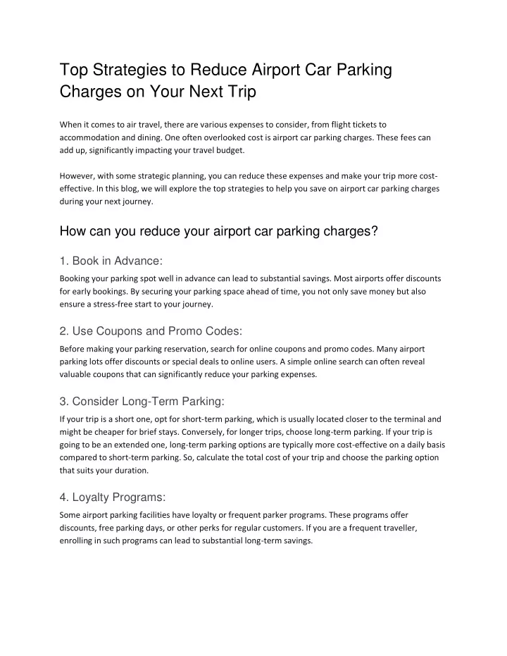 top strategies to reduce airport car parking