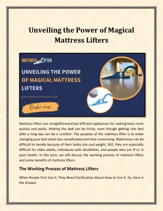 Unveiling the Power of Magical Mattress Lifters