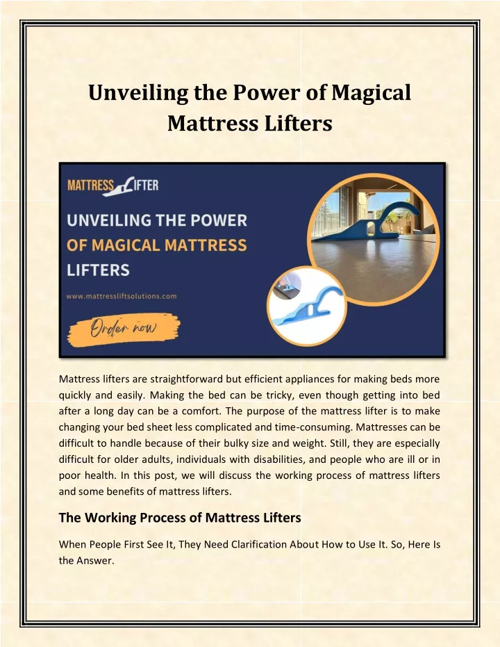 unveiling the power of magical mattress lifters