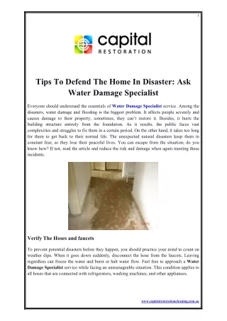 Tips To Defend The Home In Disaster Ask Water Damage Specialist