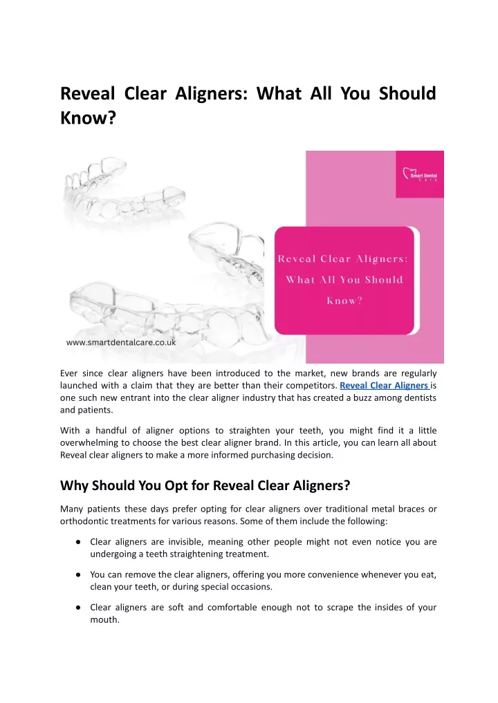 reveal clear aligners what all you should know