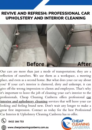 Revive and Refresh Professional Car Upholstery and Interior Cleaning