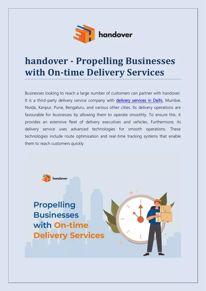 handover propelling businesses with on time