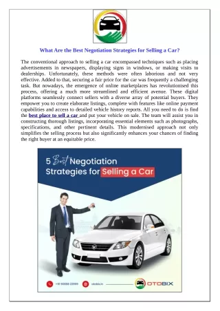 What Are the Best Negotiation Strategies for Selling a Car