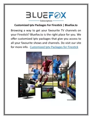 Customized Iptv Packages For Firestick | Bluefox.to