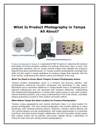 What Is Product Photography in Tampa All About
