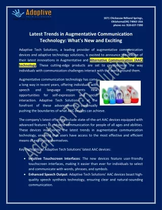 Latest Trends in Augmentative Communication Technology What's New and Exciting