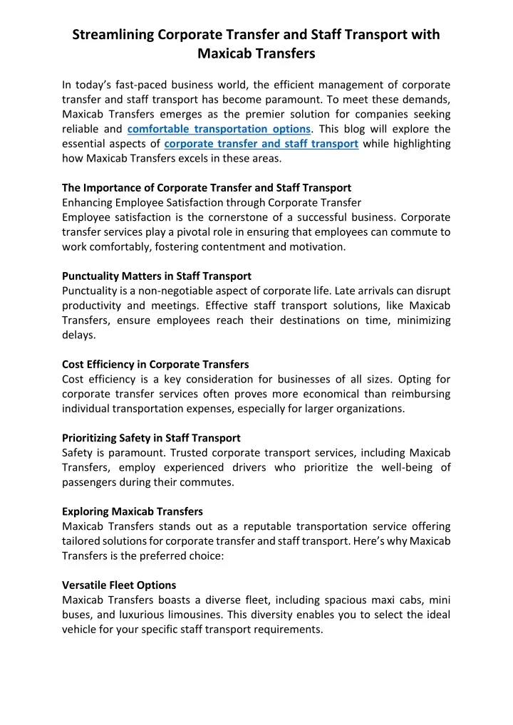 streamlining corporate transfer and staff