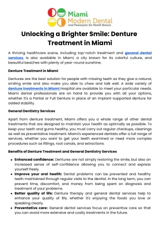 Unlocking a Brighter Smile Denture Treatment in Miami