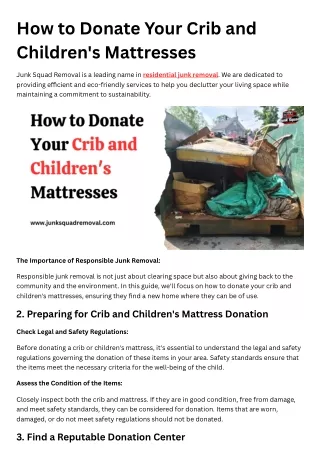 How to Donate Your Crib and Children's Mattresses