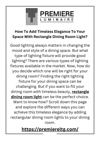 Elegance Illuminated Rectangle Dining Room Light