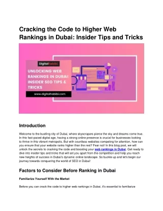 cracking the code to higher web rankings in dubai
