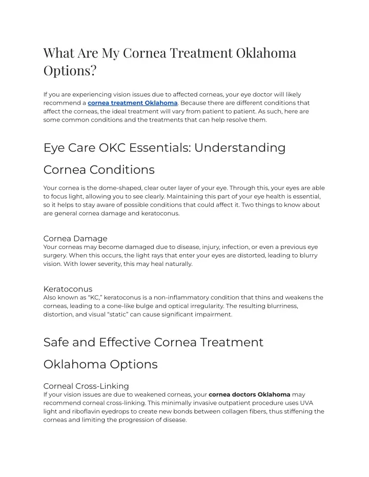 what are my cornea treatment oklahoma options