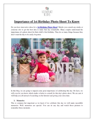 Importance of 1st Birthday Photo Shoot To Know