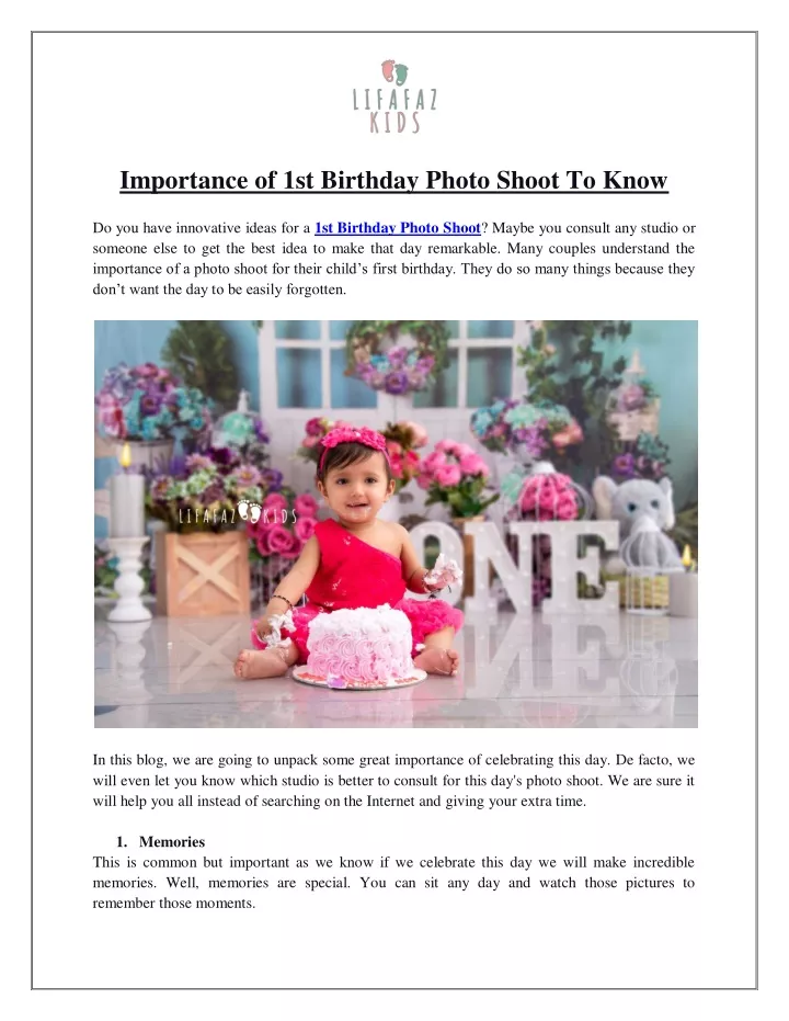 importance of 1st birthday photo shoot to know