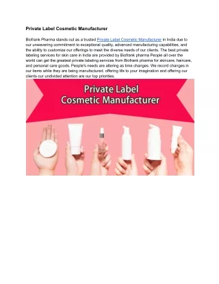 Private Label Cosmetic Manufacturer